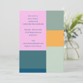 キュートカラフルピンク幾何ユニーク赤ちゃんシャワー 招待状 (スタンド正面)