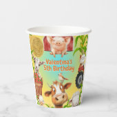 キュートカラフルファーム動物納屋周囲の庭子供の誕生日 紙コップ (裏面)