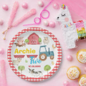 キュートカラフルファーム動物納屋周囲の庭誕生日 ペーパープレート (パーティー)