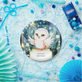 キュートカラフルフクロウ誕生日 ペーパープレート