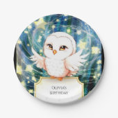 キュートカラフルフクロウ誕生日 ペーパープレート (正面)