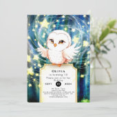 キュートカラフルフクロウ誕生日 招待状 (スタンド正面)