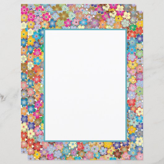 キュートカラフルフラワーフレームスクラップブッククラフト紙 (正面/裏面)