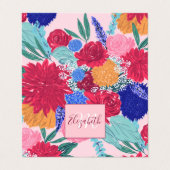 キュートカラフルフラワーブーケ絵を描ハンド 名刺 (外部フラット)