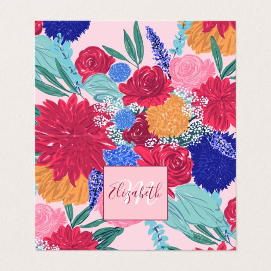 キュートカラフルフラワーブーケ絵を描ハンド 名刺 (外部フラット)