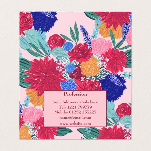 キュートカラフルフラワーブーケ絵を描ハンド 名刺 (内部フラット)