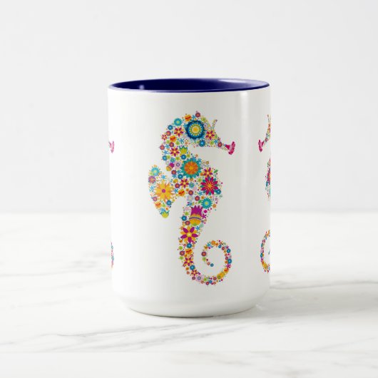 キュートカラフルフローラシーホースイラストレーション マグカップ (中央)