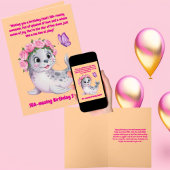 キュートカラフルフローラシーライオンガーリー子供の誕生日 カード