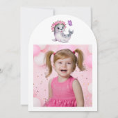 キュートカラフルフローラシーライオンガーリー子供の誕生日 招待状 (裏面)