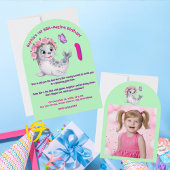 キュートカラフルフローラシーライオンガーリー子供の誕生日 招待状