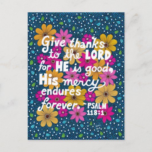 キュートカラフルフローラ感謝聖句 シーズンポストカード (正面)