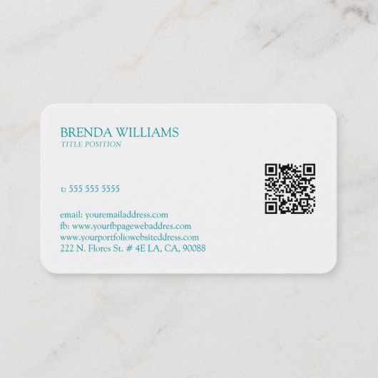 キュートカラフルフローラ象ターコイズタイポグラフィ 名刺 (裏面)