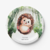 キュートカラフルヘッジホッグ誕生日 ペーパープレート (正面)