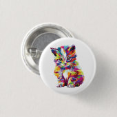 キュートカラフルベビー子猫 缶バッジ (正面&裏面)