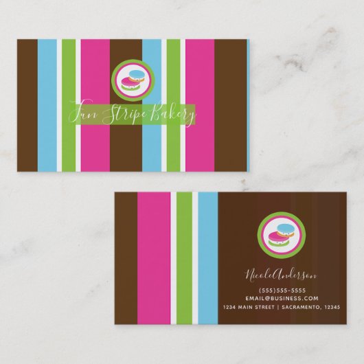 キュートカラフルベーカリーマカロンおもしろい 名刺 (正面/裏面)