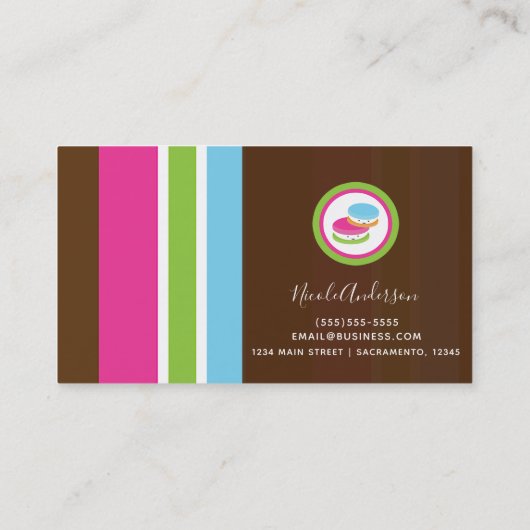 キュートカラフルベーカリーマカロンおもしろい 名刺 (裏面)