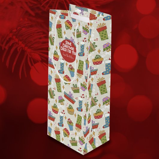 キュートカラフルホリディギフトリカー抱き枕 ワインギフトバッグ