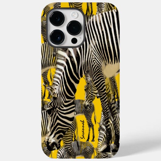 キュートカラフルマスタード黄葉のシマウマ Case-Mate iPhoneケース (裏面)