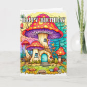 キュートカラフルマッシュルーム森イラストレーション カード (正面)