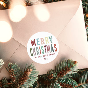 キュートカラフルメリークリスマスフェスティバル ラウンドシール