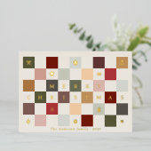 キュートカラフルメリークリスマスヴィンテージチェッカー 箔シーズンカード (立ち正面)