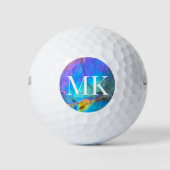 キュートカラフルラブラドーライト結晶イニシャルモノグラム ゴルフボール (正面)