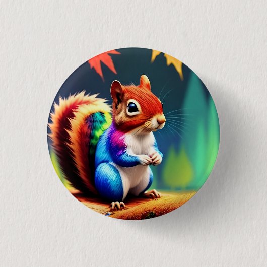 キュートカラフルリス絵を描ル 缶バッジ (正面)