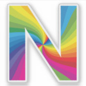 キュートカラフルレインボーアルファベットN シール (正面)