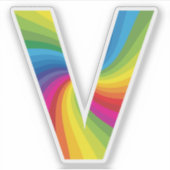 キュートカラフルレインボーアルファベットV シール (正面)