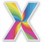 キュートカラフルレインボーアルファベットX シール (正面)