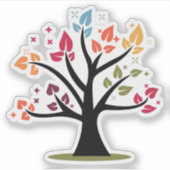 キュートカラフルレインボーハートツリー シール (正面)