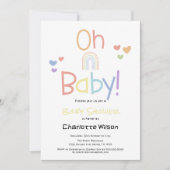 キュートカラフルレインボーベビーシャワー招待状 招待状 (正面)