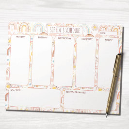 キュートカラフルレインボー抽象芸術週間スケジュール ノートパッド