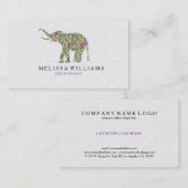 キュートカラフルレトロフローラ象イラストレーション 名刺