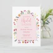 キュートカラフルワイルドフラワーピンクアーチブライダルシャワー 招待状 (スタンド正面)