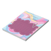 キュートカラフル先生ネームレインボーパステルウェーブズ ノートパッド (回転)
