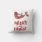 キュートカラフル北欧スタイルバードブッメリート&ブライト クッション (正面)