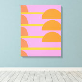 キュートカラフル幾何学北欧アートピンク キャンバスプリント (インサイチュ (ウッドフロア))
