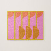 キュートカラフル幾何学北欧アートピンク ジグソーパズル (横)