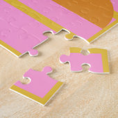 キュートカラフル幾何学北欧アートピンク ジグソーパズル (側面)