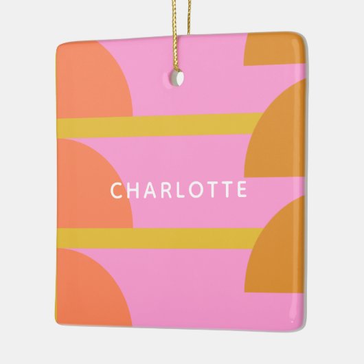 キュートカラフル幾何学北欧パーソナライズされた セラミックオーナメント (左)