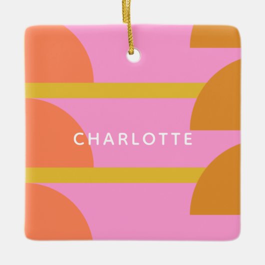 キュートカラフル幾何学北欧パーソナライズされた セラミックオーナメント (正面)