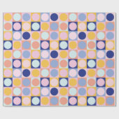 キュートカラフル幾何学模様ピンク青イエロー ラッピングペーパー (フラット)
