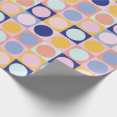 キュートカラフル幾何学模様ピンク青イエロー ラッピングペーパー (角)