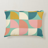 キュートカラフル幾何形状パターンティール(緑がかった色) アクセントクッション (裏面)