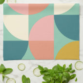 キュートカラフル幾何形状パターンティール(緑がかった色) キッチンタオル (折り畳み)