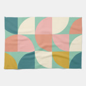 キュートカラフル幾何形状パターンティール(緑がかった色) キッチンタオル (横)