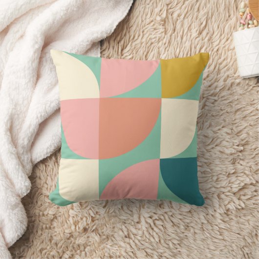 キュートカラフル幾何形状パターンティール（緑がかった色） クッション (ブランケット)