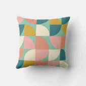 キュートカラフル幾何形状パターンティール（緑がかった色） クッション (裏面)