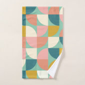 キュートカラフル幾何形状パターンティール(緑がかった色) バスタオルセット (ハンドタオル)